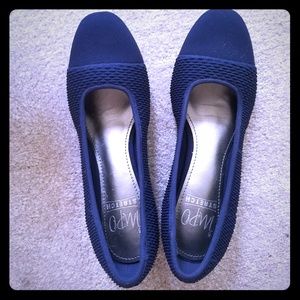 Navy Blue Low Wedges